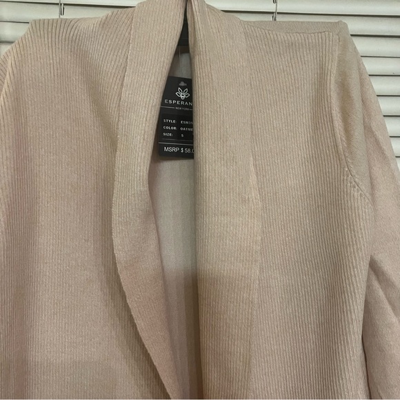 Esperanza Apricot Blush Cardigan Pockets Long Sleeves Cardigan - Picture 2 of 10